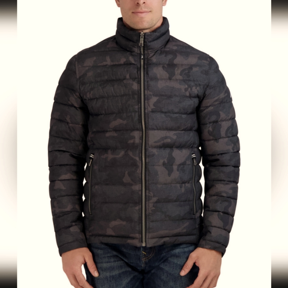 Reversible Camouflage Quilted Stretch Puffer Jacket - Picture 3 of 6